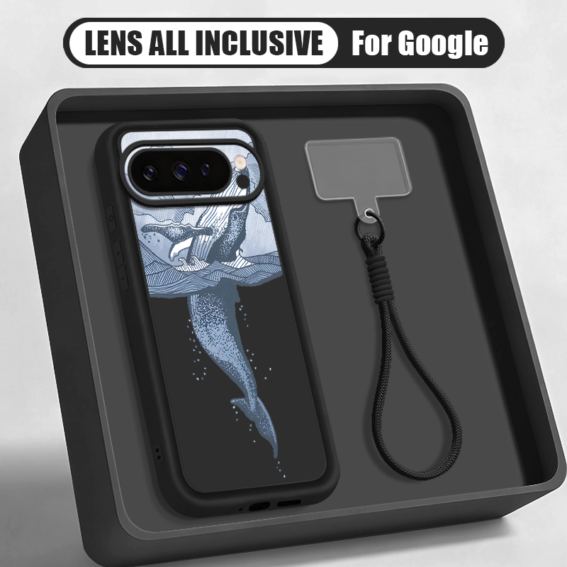 Phone Cases Pixel 10 Pro - Чехол-ремешок с принтом китов-горбатиков для Google