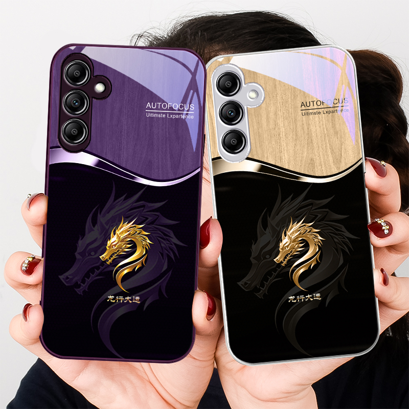 Gradient Color Case - Градиентный чехол с золотым драконом для