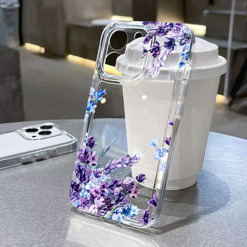 Phone Cases Protective - Мягкий силиконовый чехол с фиолетовым цветком